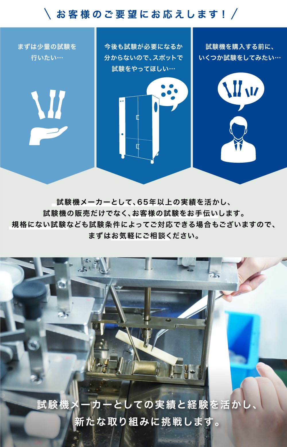 受託試験でお客様のご要望にお応えします