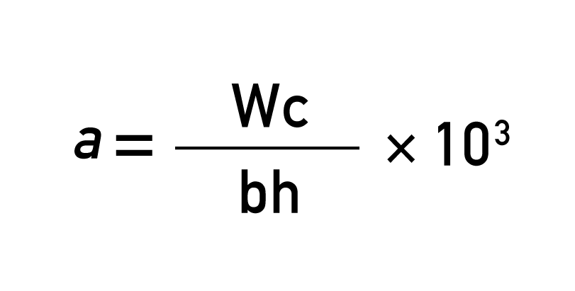 衝撃強さ(kJ/㎡)aの計算式